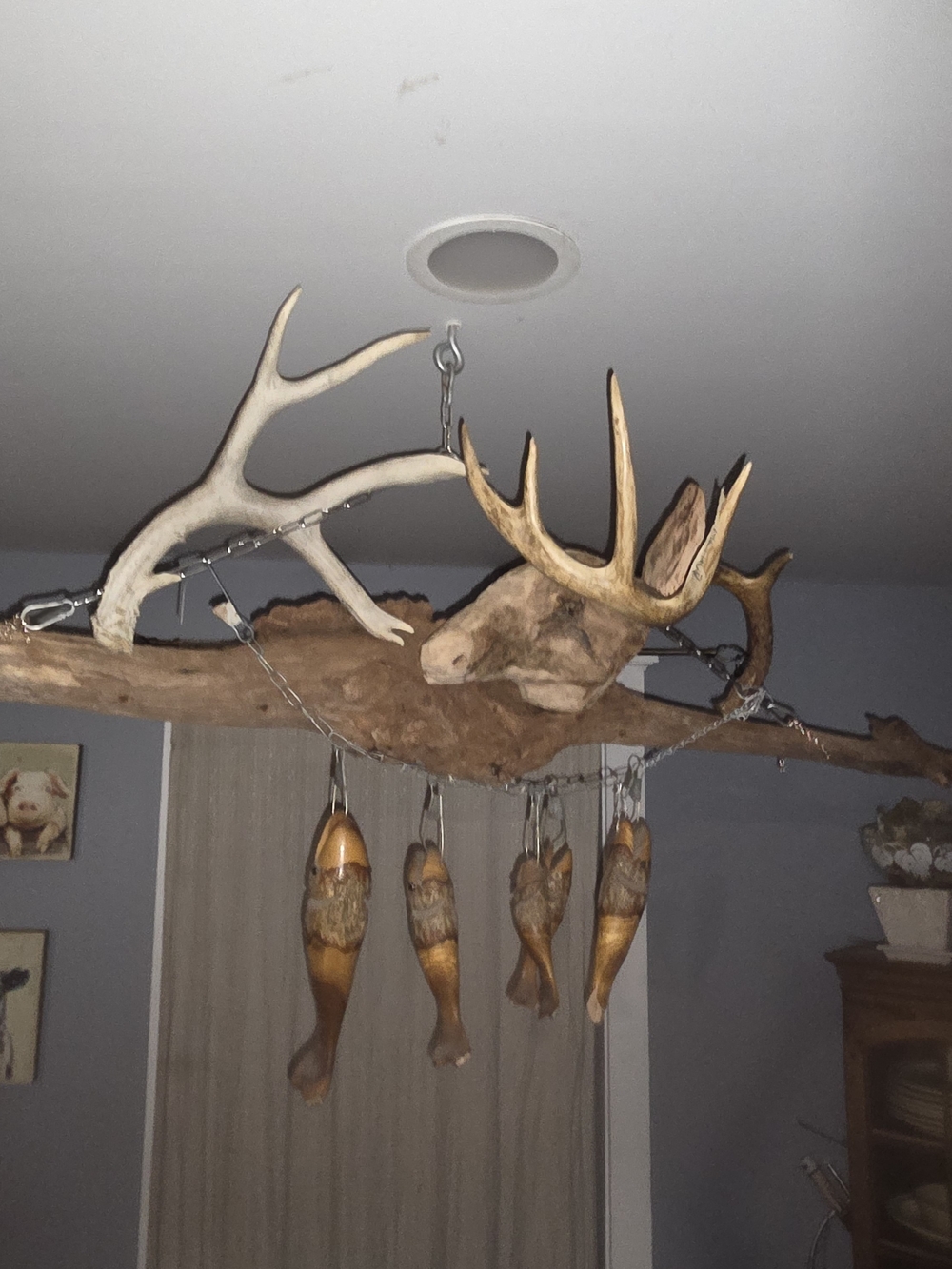 Rustic Antler and Driftwood Wall Hanging Chandlier MAINE MADE